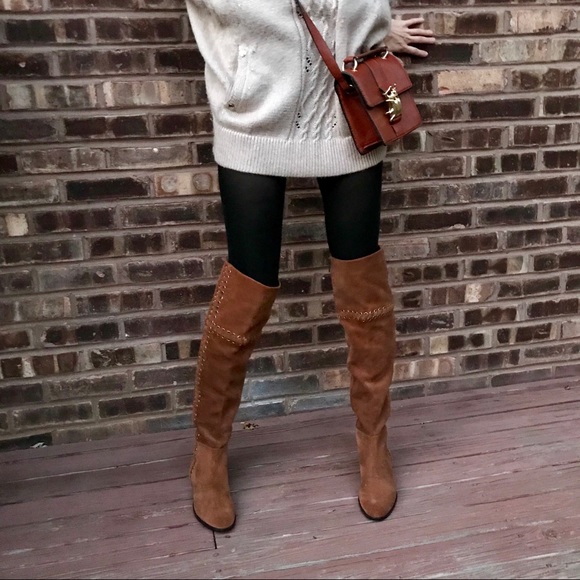 Michael Kors Malin Grommet Suede Boot Over Knee OTK OTN size 5.5 women’s boots - Picture 5 of 17